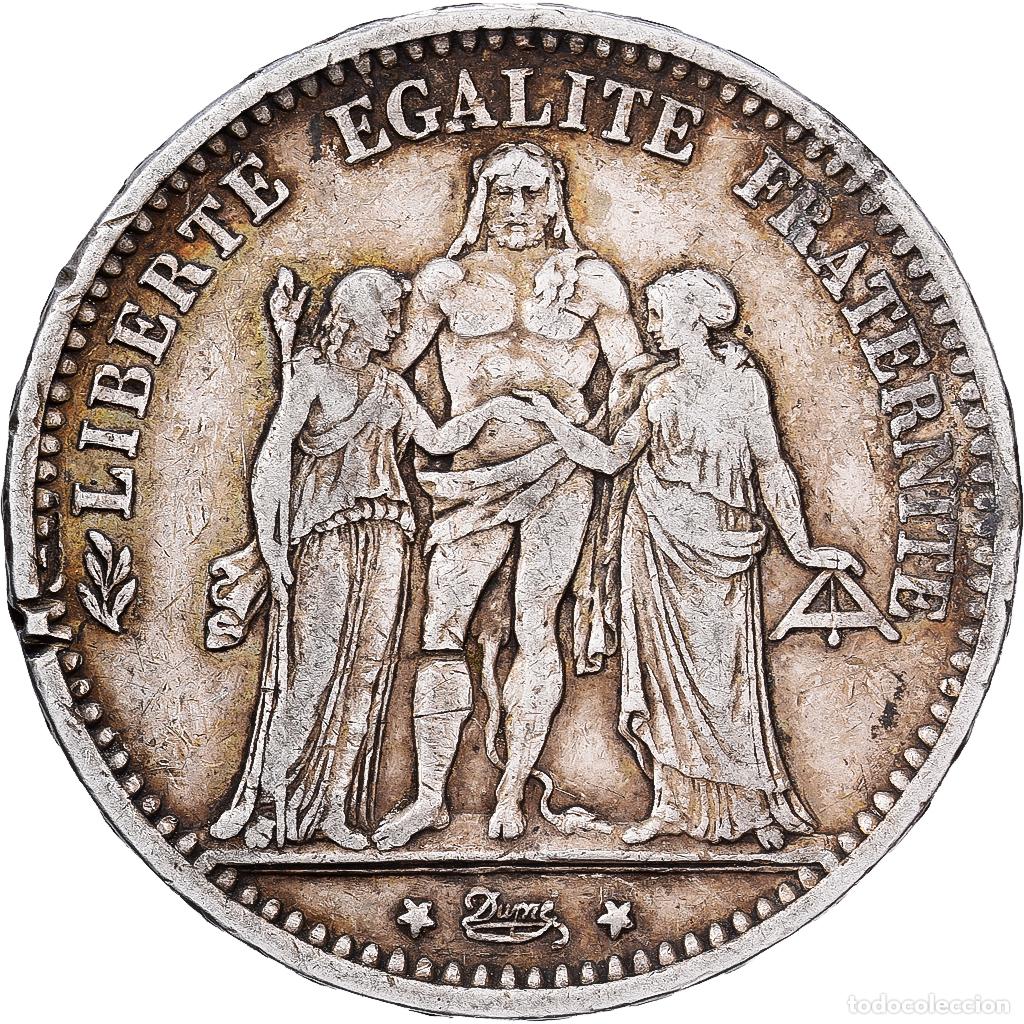 Monedas antiguas de Europa: [#1551273] Francia, 5 Francs, Hercule, 1873, Bordeaux, Plata, BC+, Gadoury:745a, KM:820.2