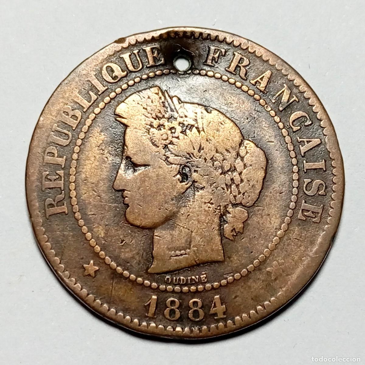 Monedas antiguas de Europa: ⚜️ BBF7 3. Francia. 5 centimes 1884 A