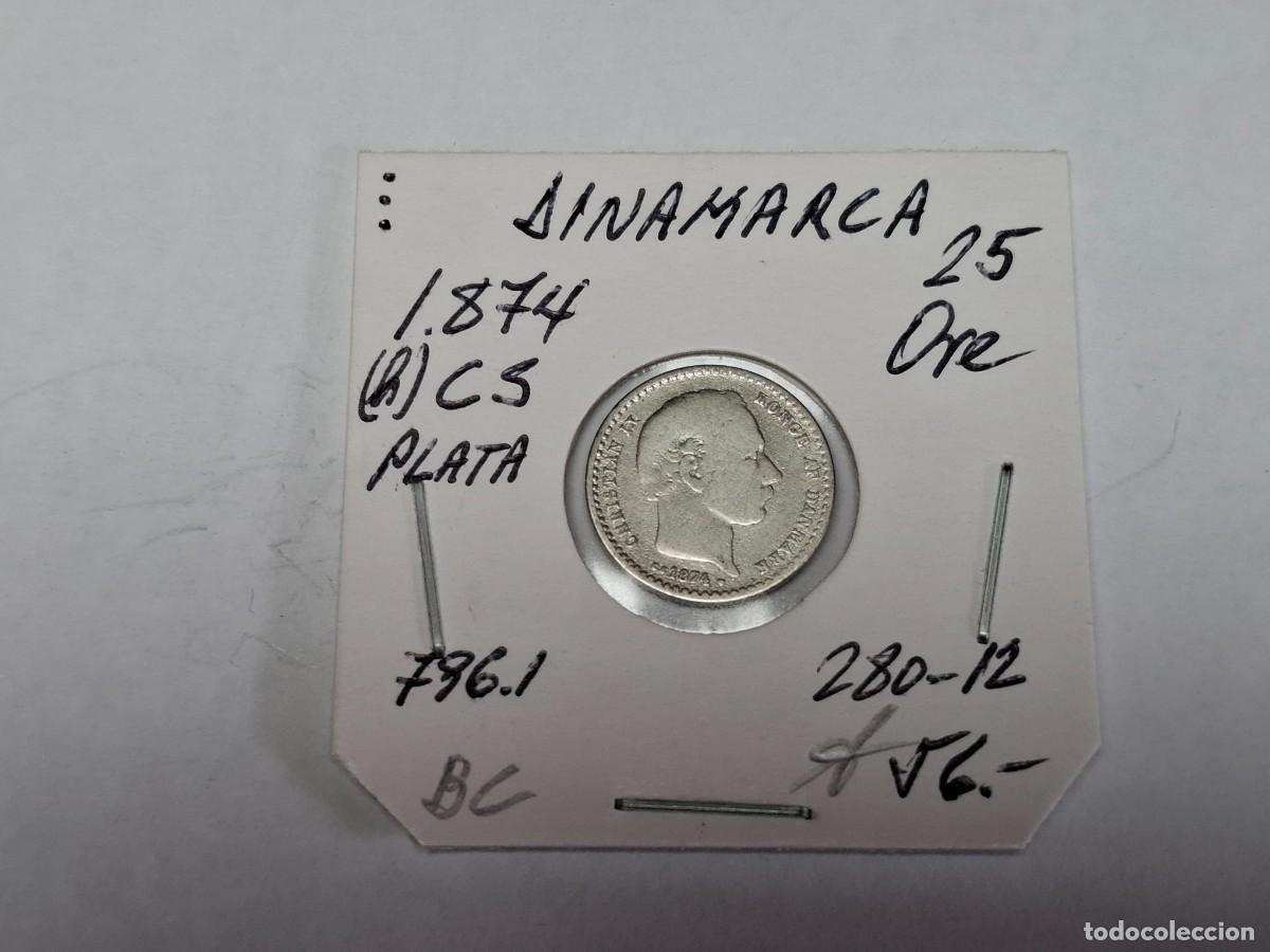 Monedas antiguas de Europa: 25 ORE de PLATA de 1874 (h) CS KM 796.1 DINAMARCA en BC
