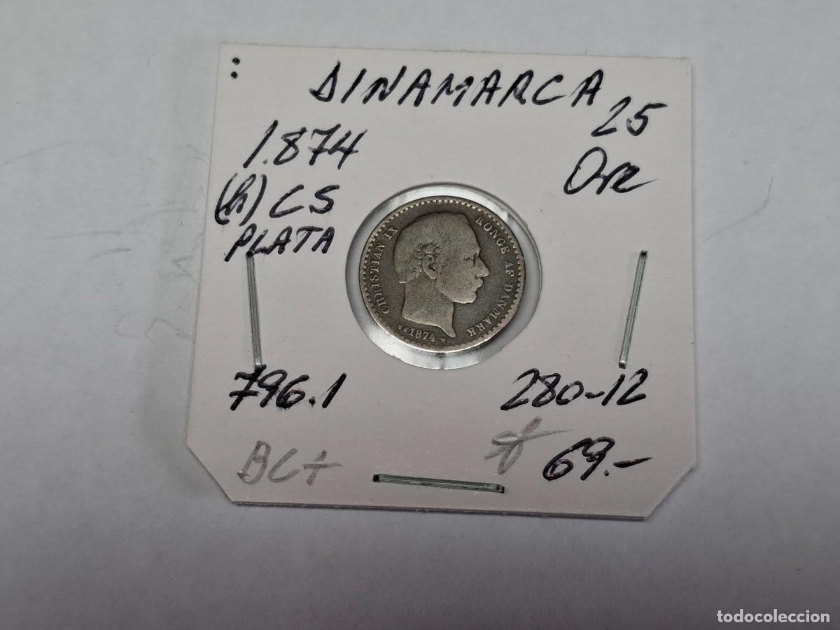 Monedas antiguas de Europa: 25 ORE de PLATA de 1874 (h) CS KM 796.1 DINAMARCA en BC+