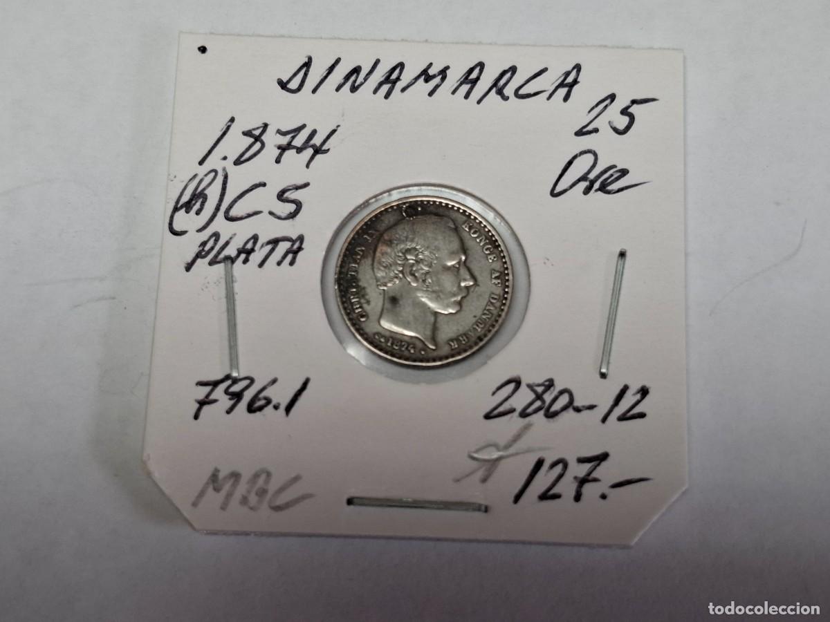 Monedas antiguas de Europa: 25 ORE de PLATA de 1874 (h) CS KM 796.1 DINAMARCA en MBC