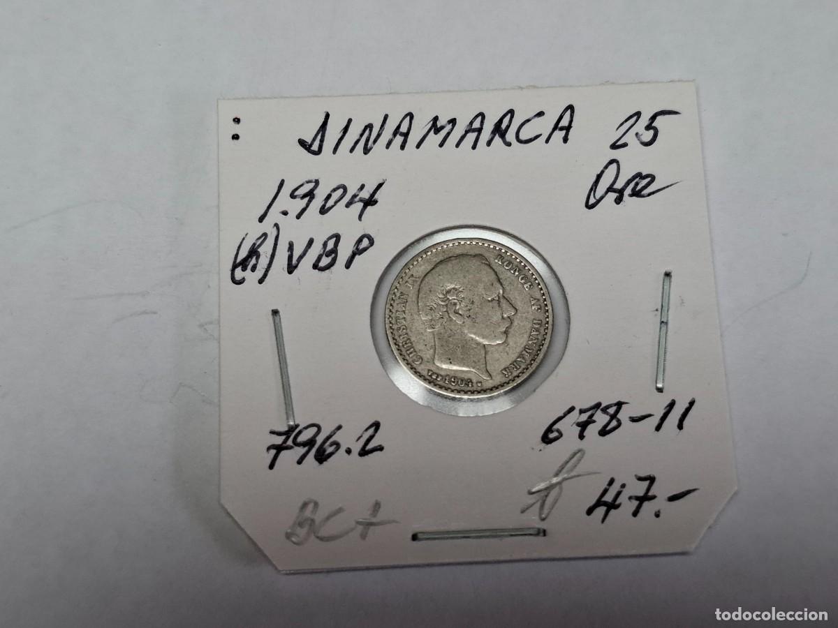 Monedas antiguas de Europa: 25 ORE de PLATA de 1904 (h) VBP KM 796.2 DINAMARCA en BC+