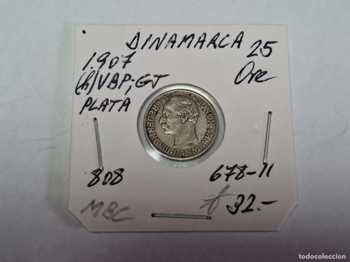 Monedas antiguas de Europa: 25 ORE de PLATA de 1907 (h) VBP KM 808 DINAMARCA en MBC