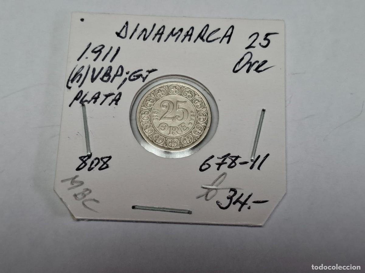 Monedas antiguas de Europa: 25 ORE de PLATA de 1911 (h) VBP KM 808 DINAMARCA en MBC