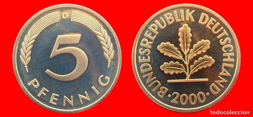 Monedas antiguas de Europa: 5 PFENNIG 2000-D PROOF BRD ALEMANIA-150716