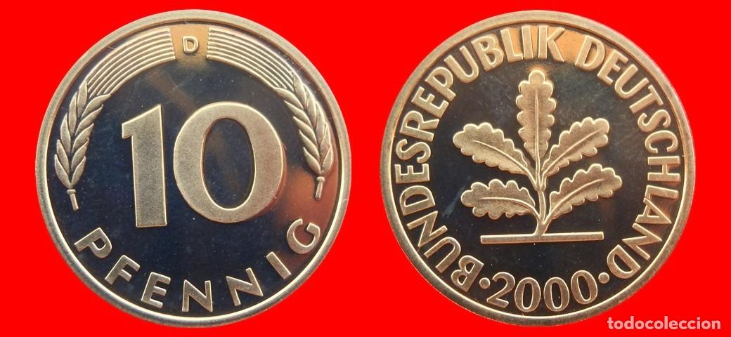 Monedas antiguas de Europa: 10 PFENNIG 2000-D PROOF BRD ALEMANIA-150721