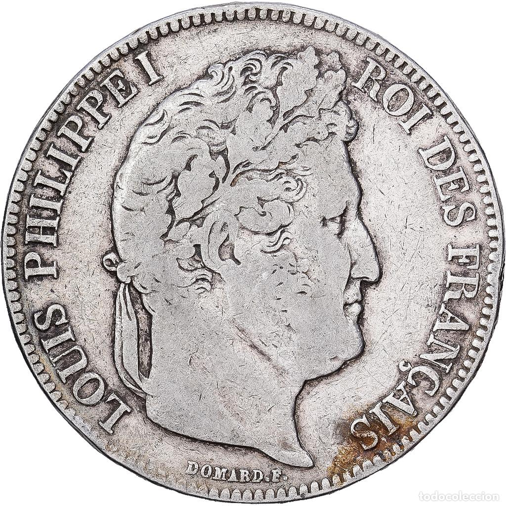 Monedas antiguas de Europa: [#1550965] Francia, Louis Philippe I, 5 Francs, 1843, Lille, Plata, BC+, Gadoury:678