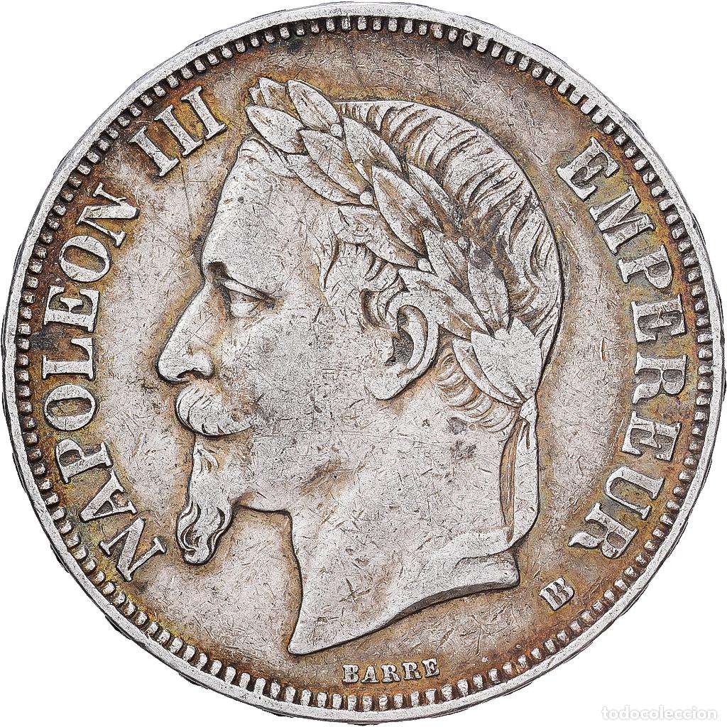 Monedas antiguas de Europa: [#1551268] Francia, Napoleon III, 5 Francs, 1868, Strasbourg, Plata, MBC, Gadoury:739