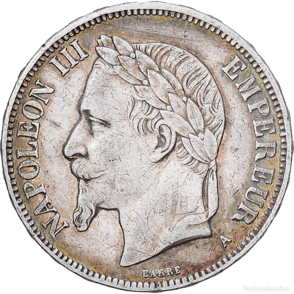 Monedas antiguas de Europa: [#1551266] Francia, Napoleon III, 5 Francs, 1870, Paris, Plata, MBC, Gadoury:739, KM:799.1
