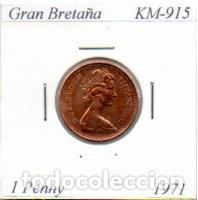 Old Coins of Europe: GRAN BRETA&Ntilde;A 1971, 1 PENNY, KM-915, SC;