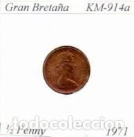Monedas antiguas de Europa: GRAN BRETA&Ntilde;A 1971, 1-2 PENCE, KM-914a SC,
