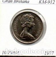 Monedas antiguas de Europa: GRAN BRETA&Ntilde;A 1977, 10 PENCE, KM-912, EBC