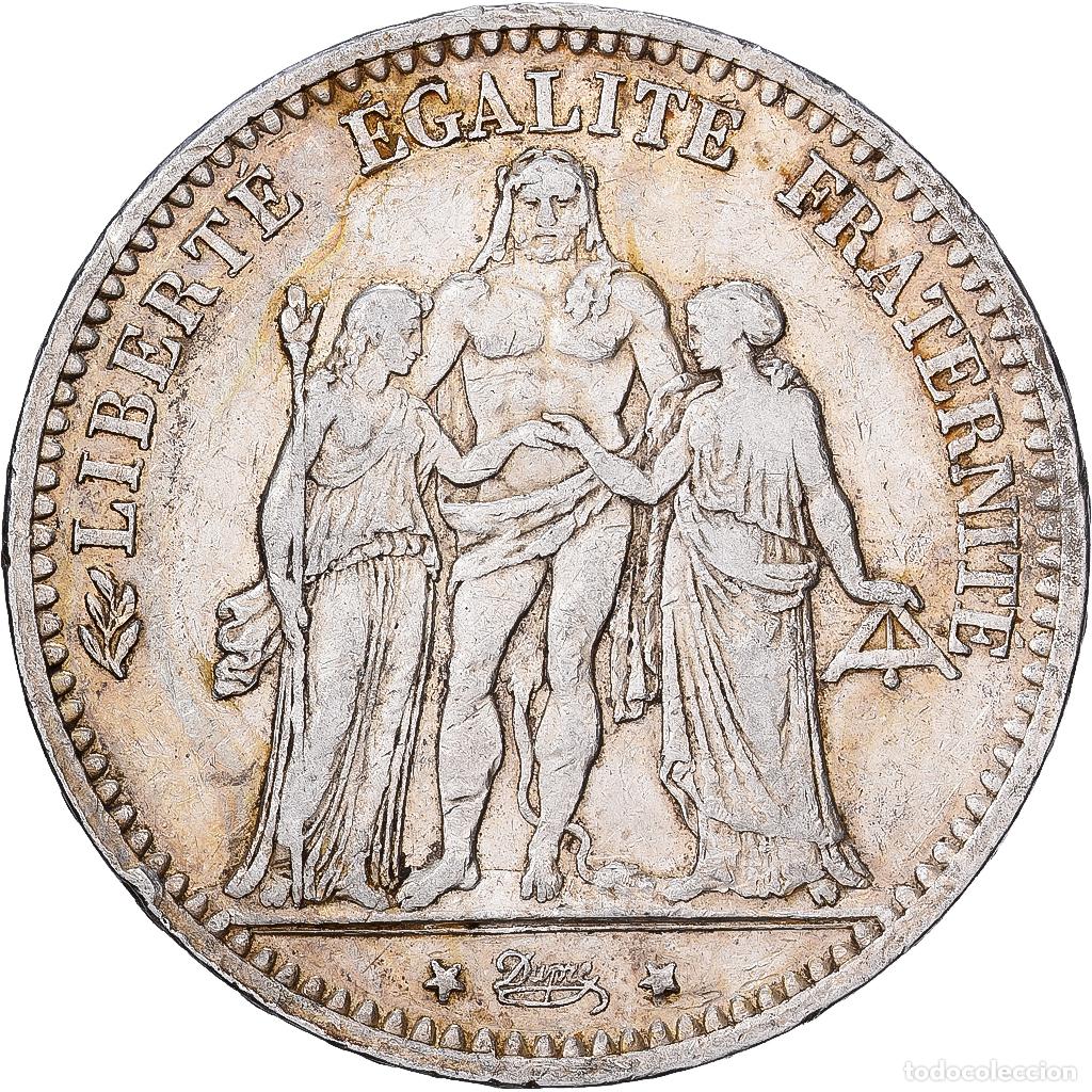 Monedas antiguas de Europa: [#1551243] Francia, 5 Francs, Hercule, 1875, Paris, Plata, MBC, Gadoury:745a, KM:820.1