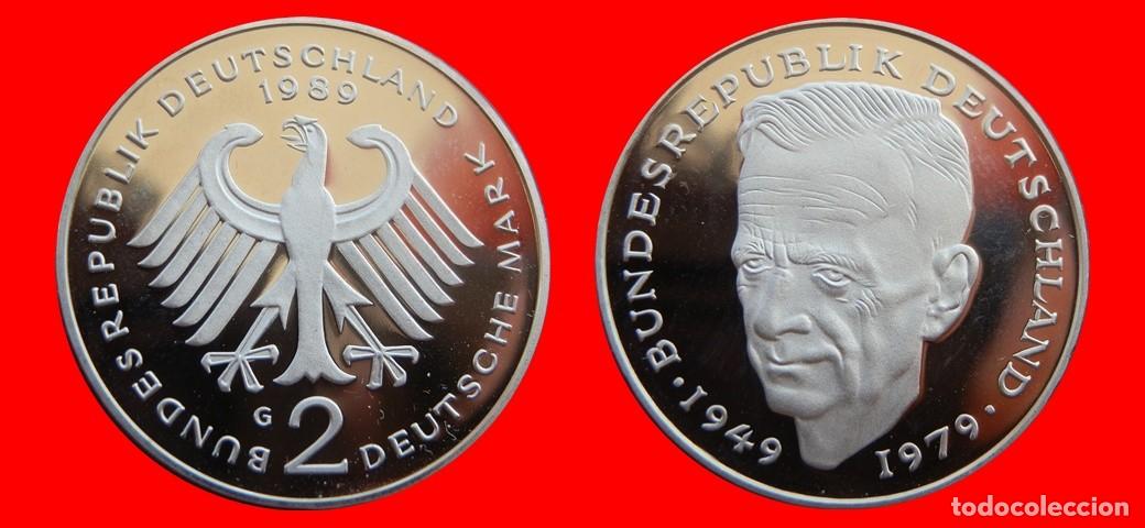 Monedas antiguas de Europa: 2 MARCOS 1989-G KURT SCHUMACHER PROOF BRD ALEMANIA-150745