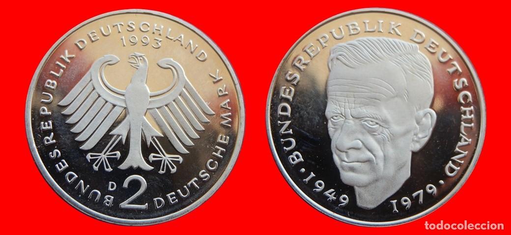 Monedas antiguas de Europa: 2 MARCOS 1993-D KURT SCHUMACHER PROOF BRD ALEMANIA-150747