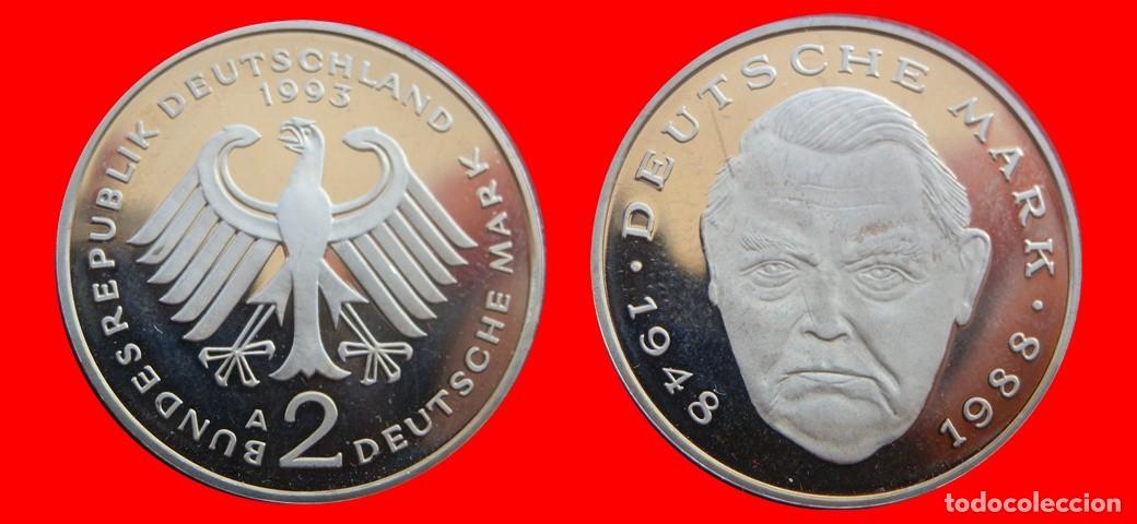 Monedas antiguas de Europa: 2 MARCOS 1993-A LUDWIG ERHARD PROOF BRD ALEMANIA-150751