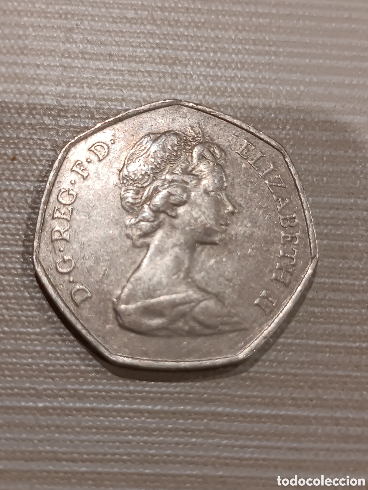 Monedas antiguas de Europa: Moneda brit&aacute;nica de 50 peniques 1973