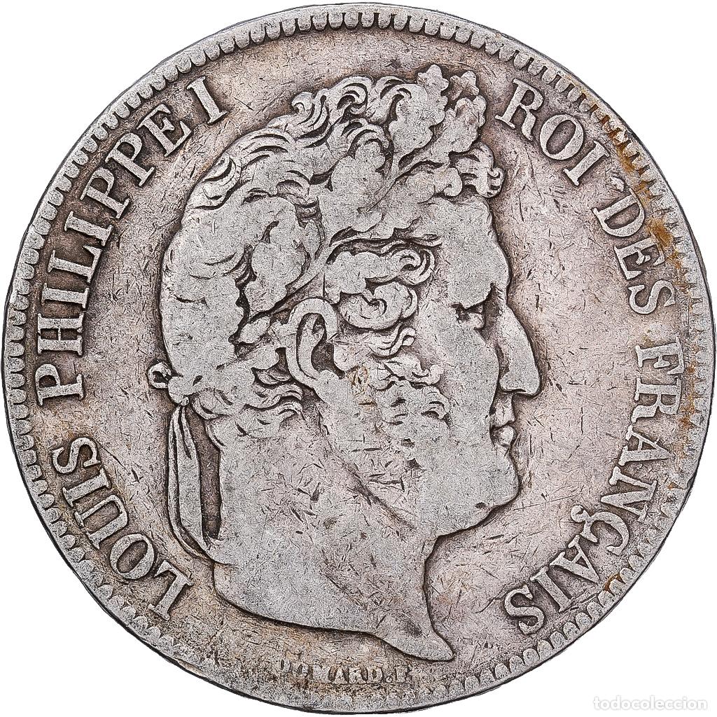 Monedas antiguas de Europa: [#1551236] Francia, Louis Philippe I, 5 Francs, 1834, Rouen, Plata, BC+, Gadoury:678