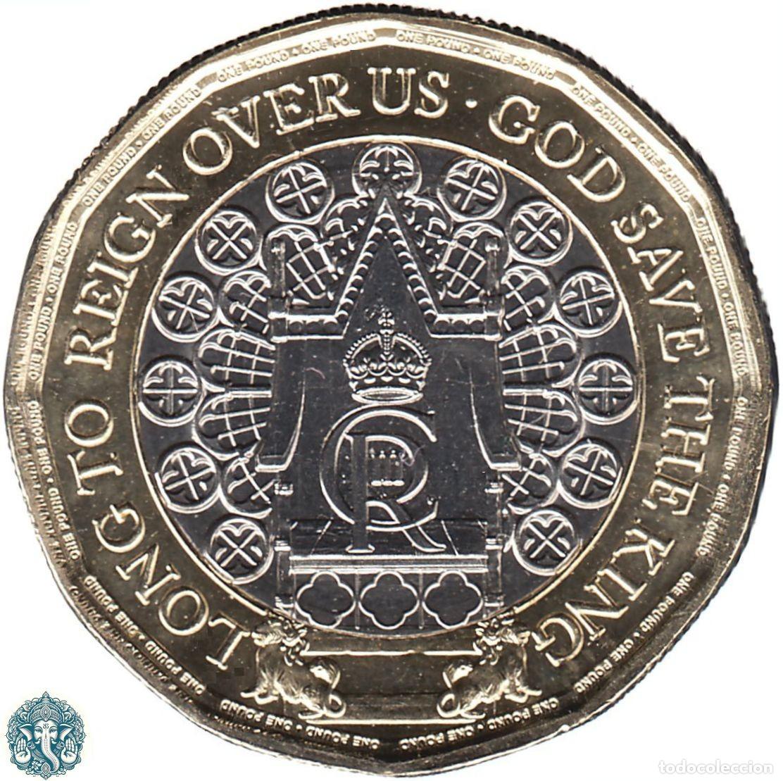 Monedas antiguas de Europa: GIBRALTAR 1 Libra 2024 Coronaci&oacute;n de Carlos III Sin marca de Ceca KM#- bimet&aacute;lica