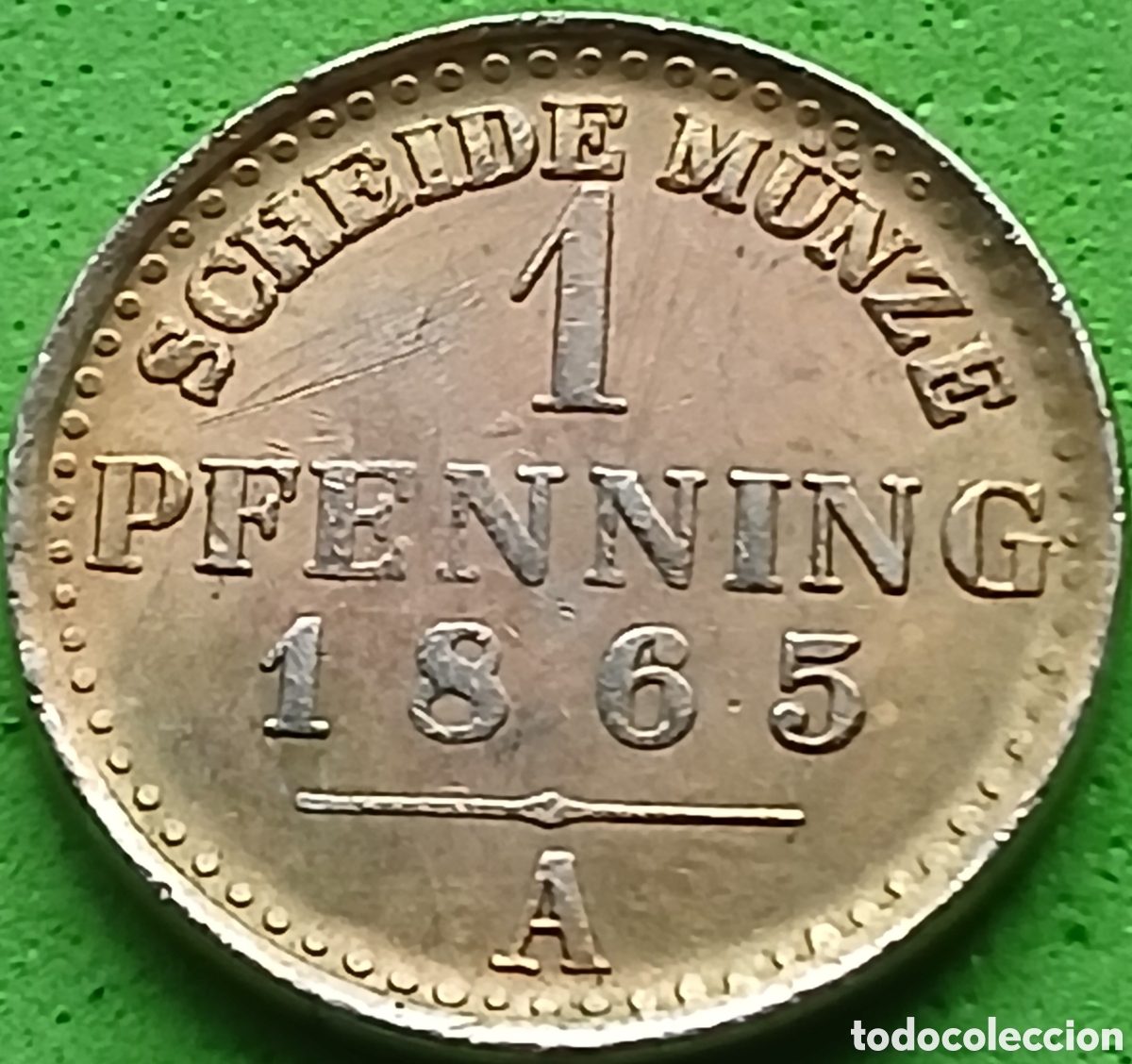 Monedas antiguas de Europa: Prusia 1 penique 1865 A km#480