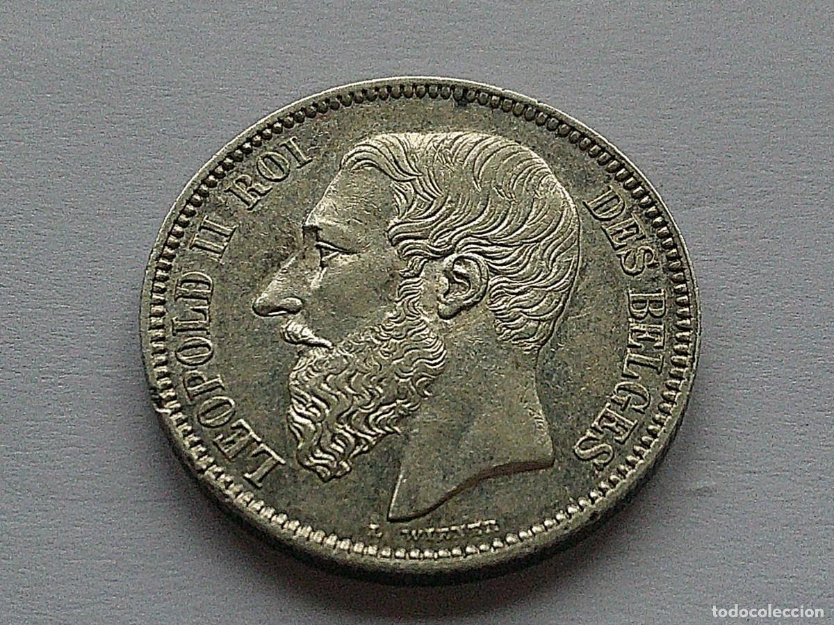 Monedas antiguas de Europa: B&eacute;lgica Leopoldo II 2 francos de plata 1866 KM#30.1 11dz28