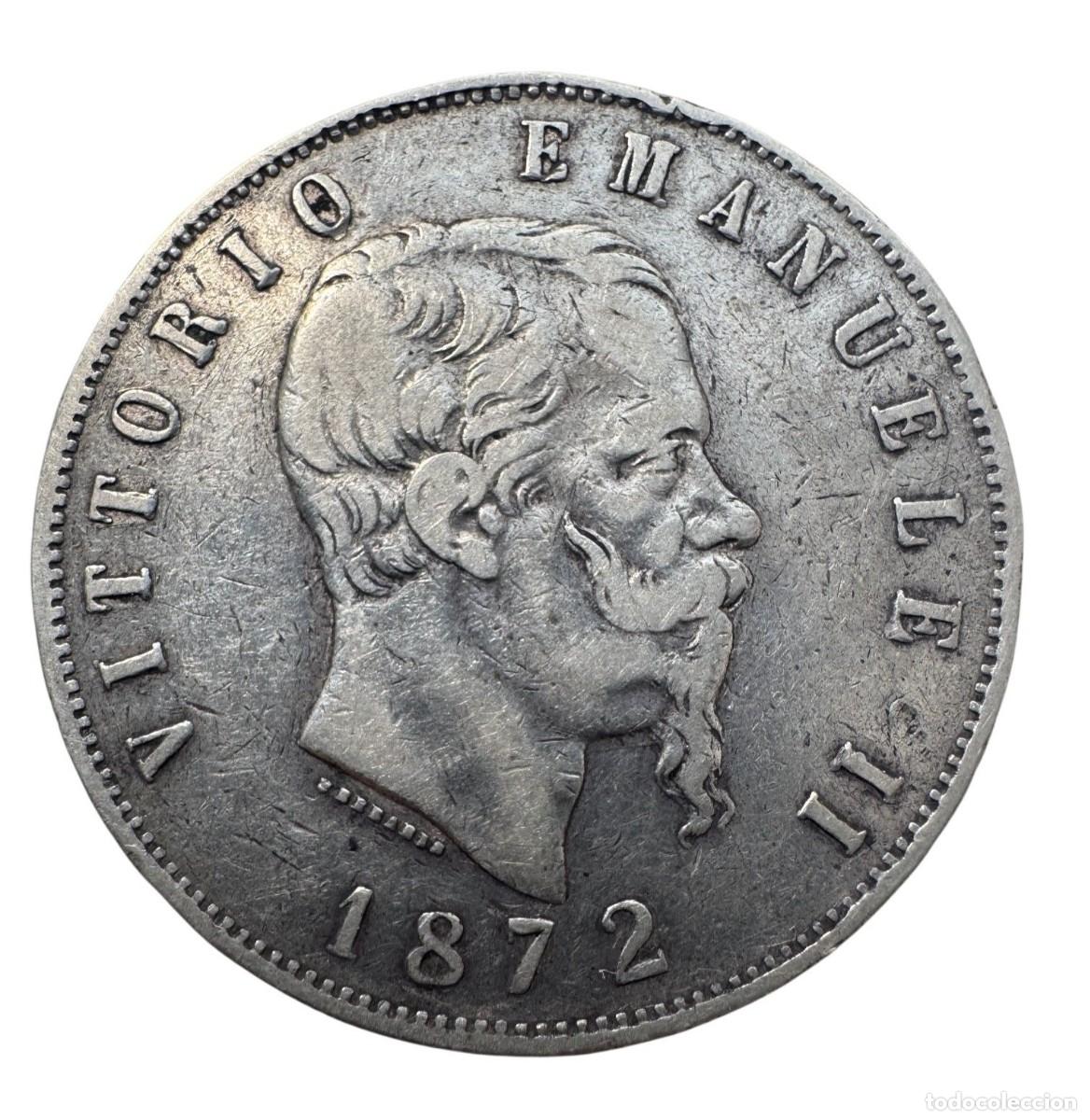 Monedas antiguas de Europa: Italia. Vittorio Emanuel II 5 Liras Milano Ag MBC/VF