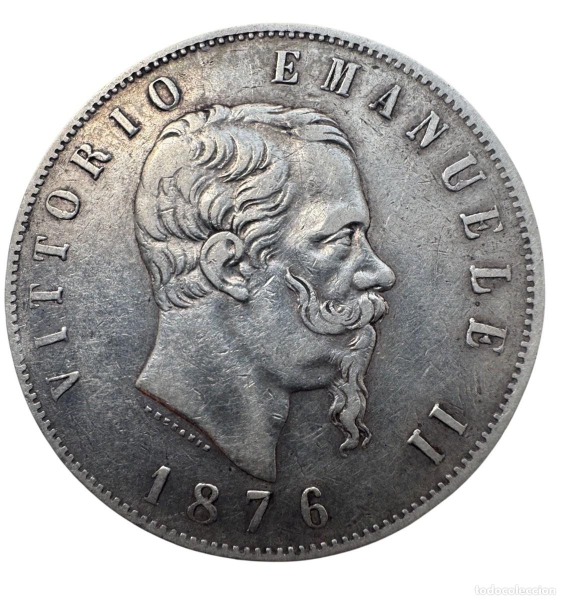 Monedas antiguas de Europa: Italia. Vittorio Emanuel II 5 Liras 1876 Roma Ag MBC/VF