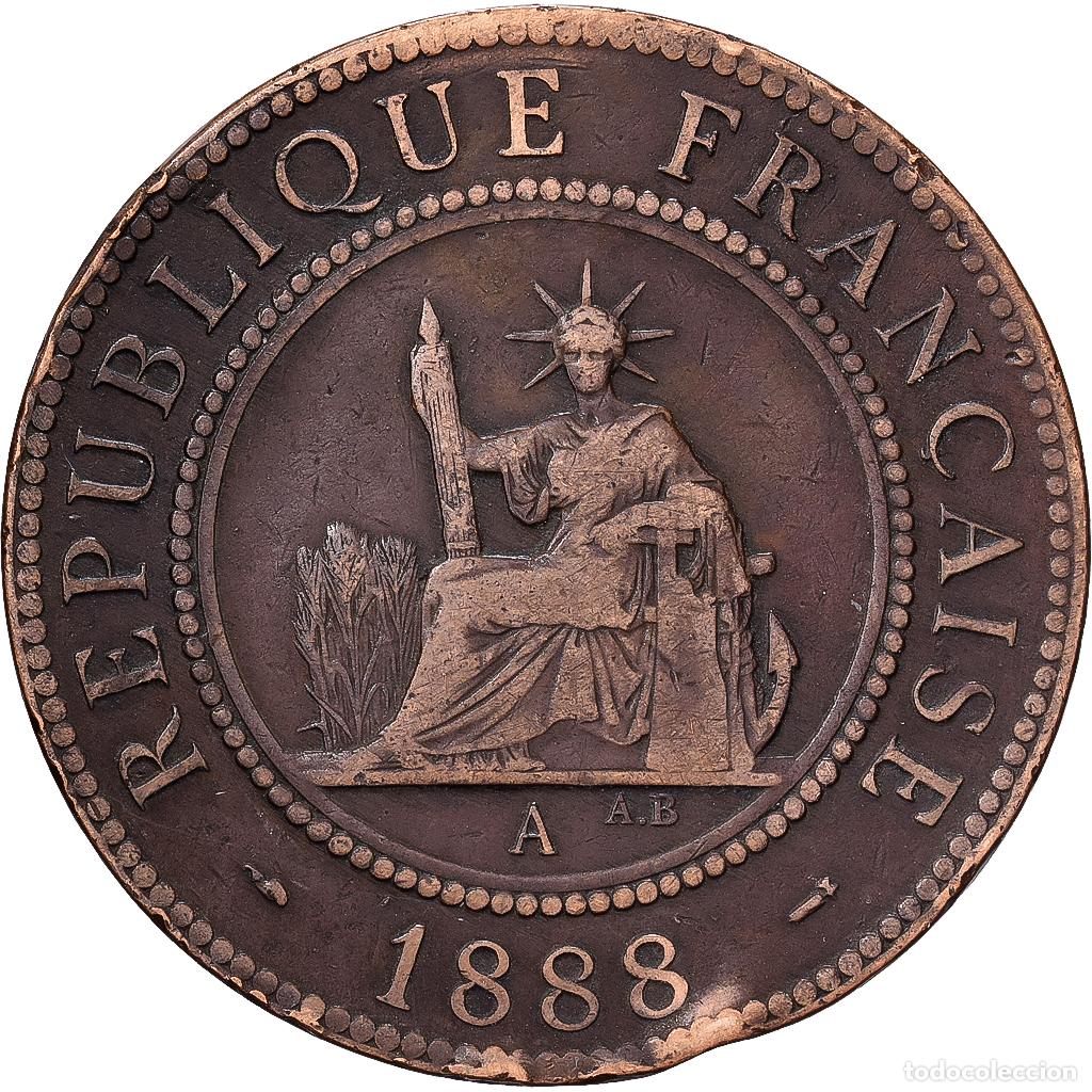 Monedas antiguas de Europa: [#1551029] Indochina Francesa, Cent, 1888, Paris, Bronce, BC+, Lecompte:40, KM:1
