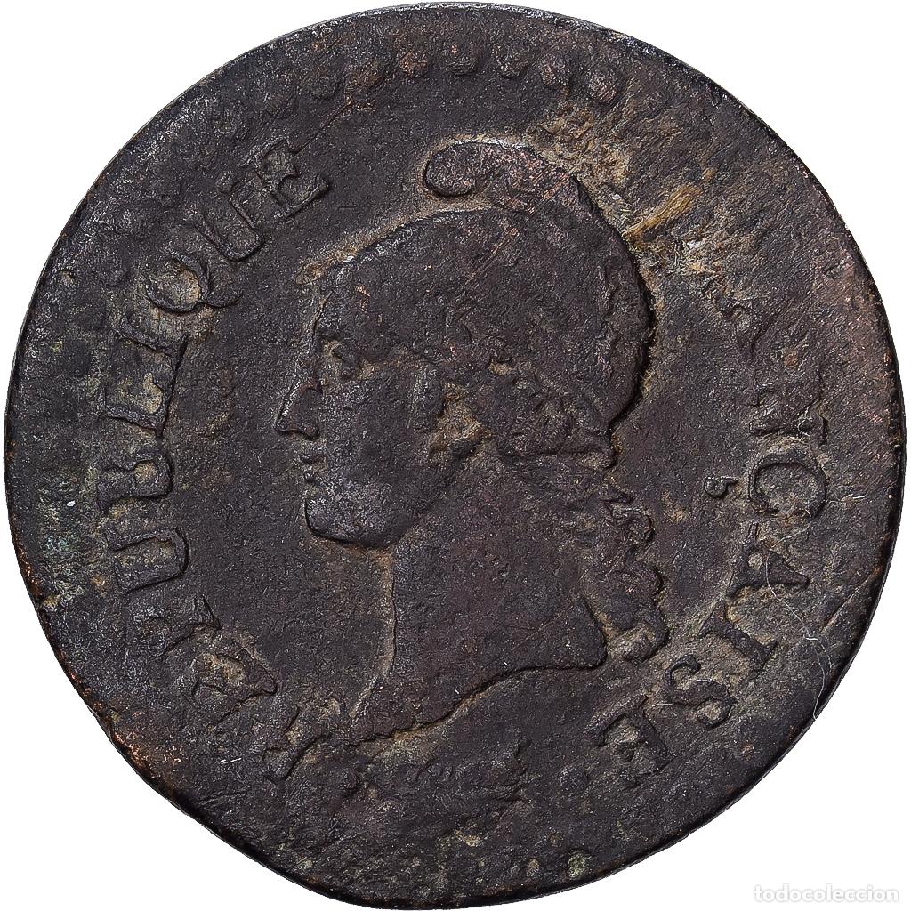Monedas antiguas de Europa: [#1551041] Francia, Centime, Dupr&eacute;, AN 7 (1798-1799), Paris, Bronce, BC+, Gadoury:76