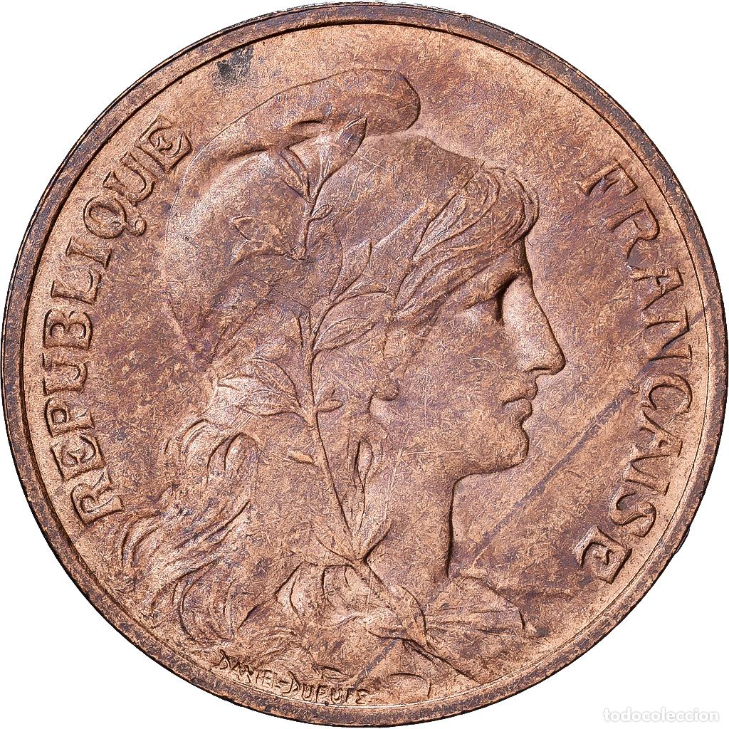 Monedas antiguas de Europa: [#1551027] Francia, 5 Centimes, Dupuis, 1908, Paris, Bronce, MBC+, Gadoury:165, KM:842