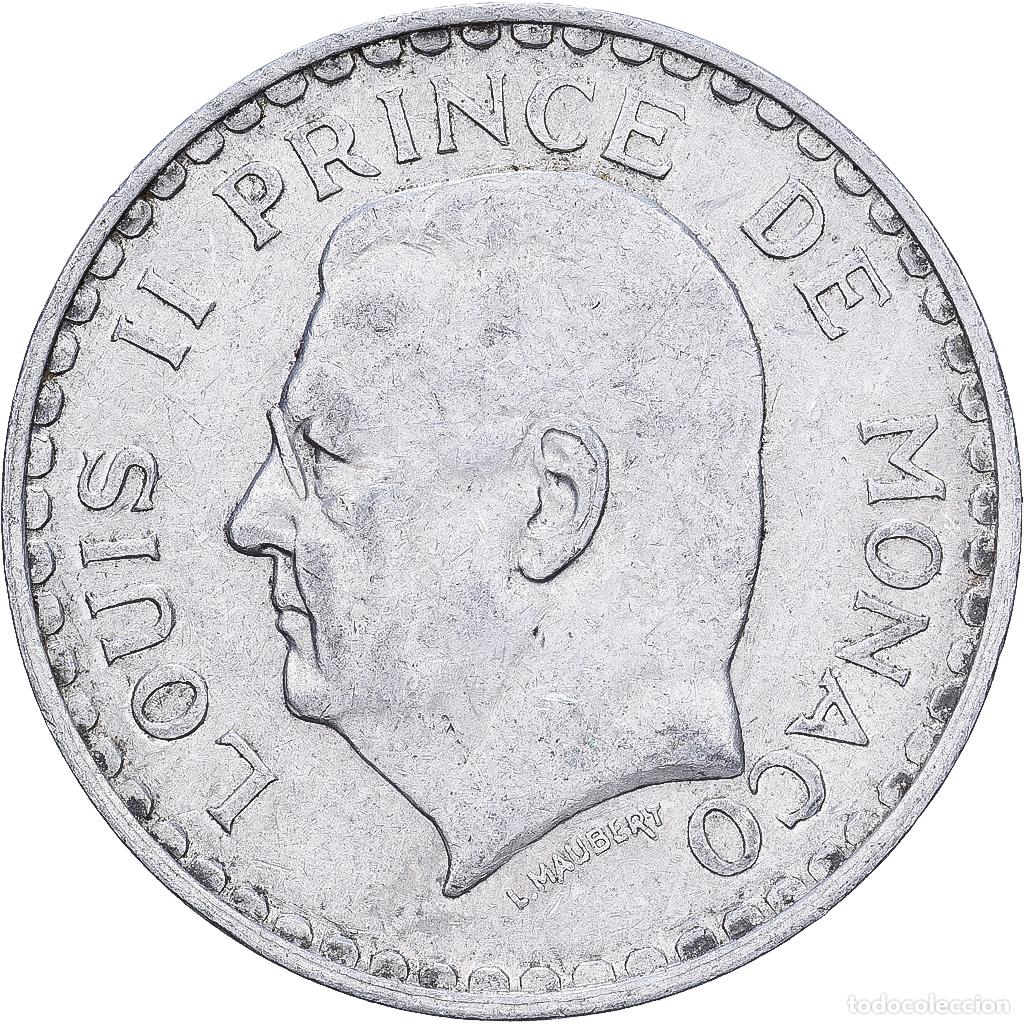 Monedas antiguas de Europa: [#1513370] M&oacute;naco, Louis II, 5 Francs, 1945, Paris, Aluminio, BC+, Gadoury:MC135, KM:122
