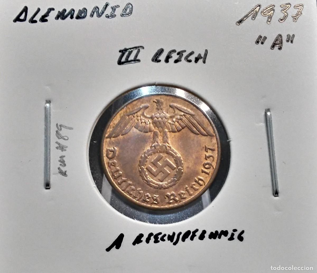 Monedas antiguas de Europa: ALEMANIA III REICH 1 REICHSPFENNIG 1937 A KM#89 EBC.