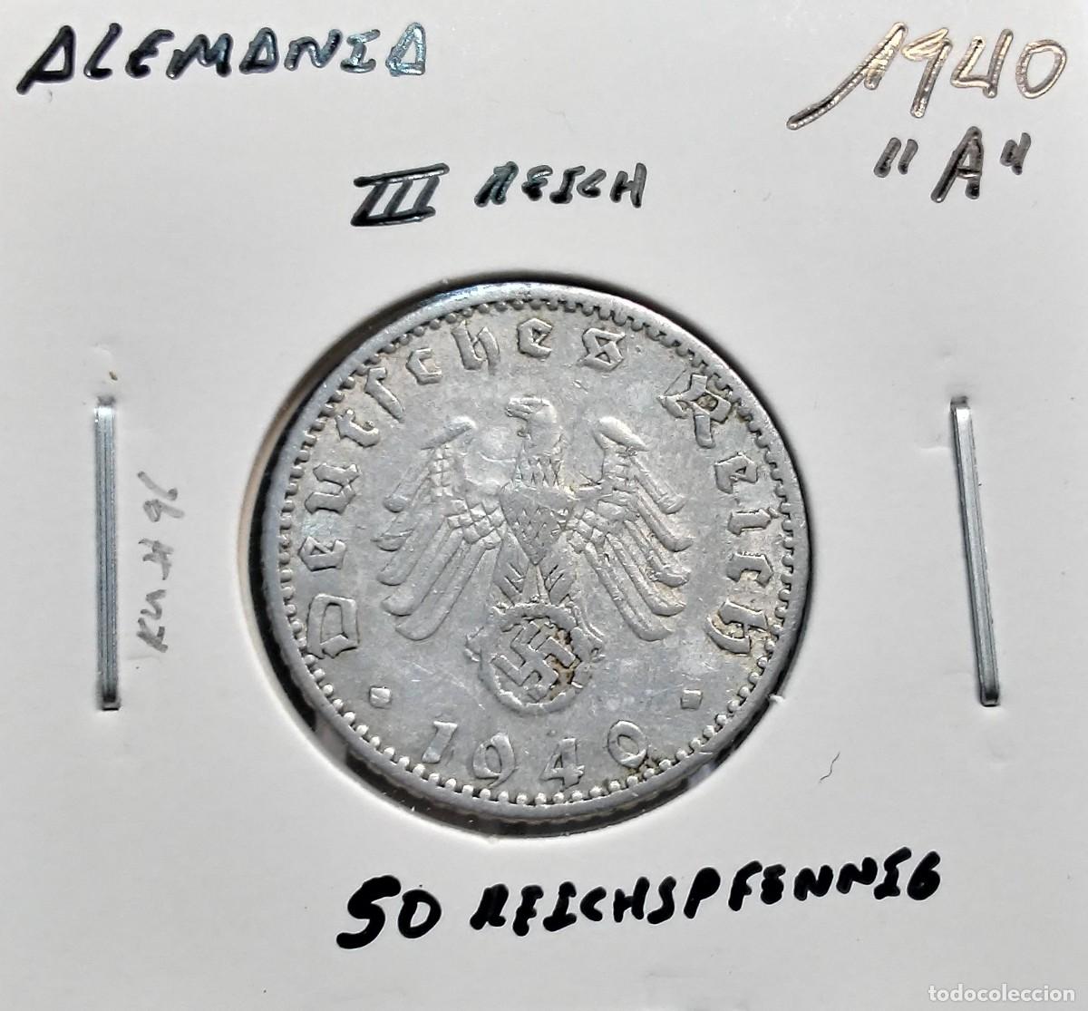 Monedas antiguas de Europa: ALEMANIA III REICH 50 REICHSPFENNIG 1940 A KM#96 MBC.