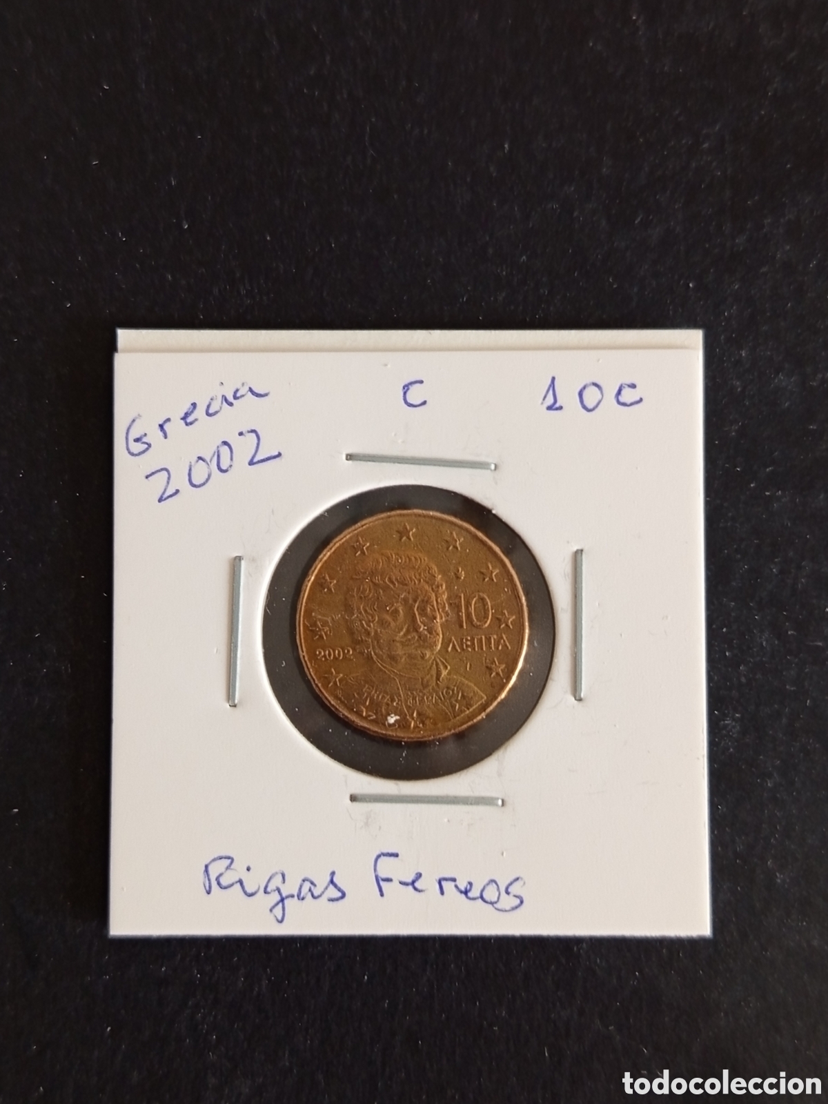 Monedas antiguas de Europa: GRECIA,2002. Moneda de 10 c. CIRCULADA. Pedido m&iacute;nimo 3 &euro;. Ver fotos. RIGAS FEREOS.