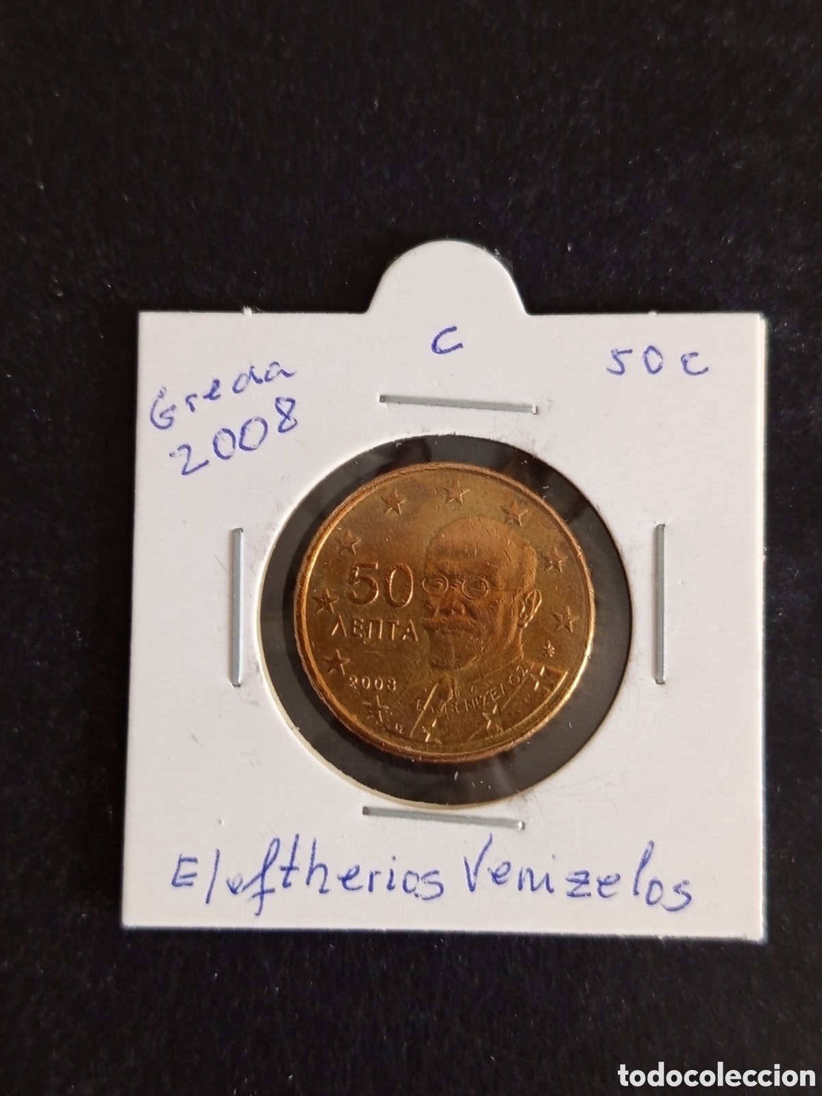 Monedas antiguas de Europa: GRECIA,2008. Moneda de 50 c. CIRCULADA. Pedido m&iacute;nimo 3 &euro;. Ver fotos. ELEFTHERIOS VENIZELOS.