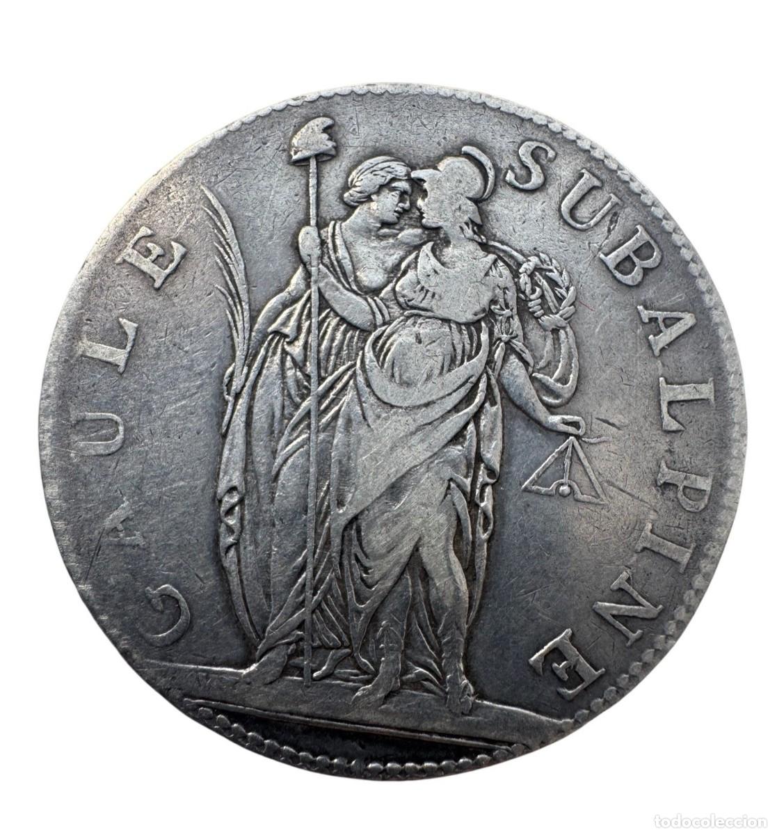 Monedas antiguas de Europa: Galia Subalpina (Periodo Napole&oacute;nico) 5 Francos A&ntilde;o 9 (1802) Torino 24.8 gr Ag MBC/VF