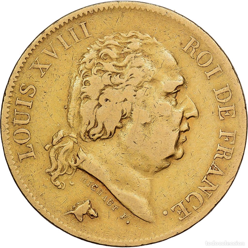 Monnaies anciennes de Europe: [#1551106] Francia, Louis XVIII, 40 Francs, 1818, Lille, Oro, BC+, Gadoury:1092, KM:713.6