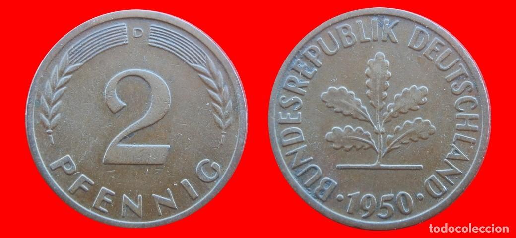 Monnaies anciennes de Europe: 2 PFENNIG 1950D BRD ALEMANIA-150755