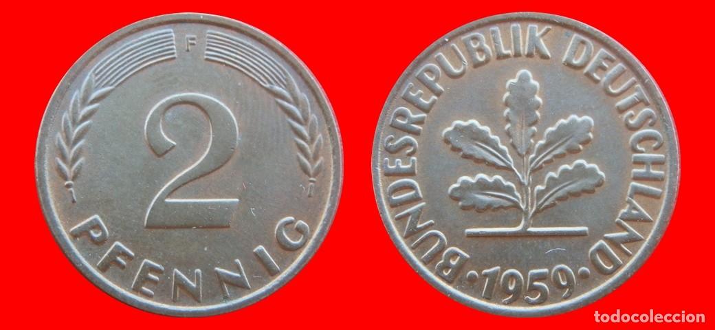 Monnaies anciennes de Europe: 2 PFENNIG 1959F BRD ALEMANIA-150758