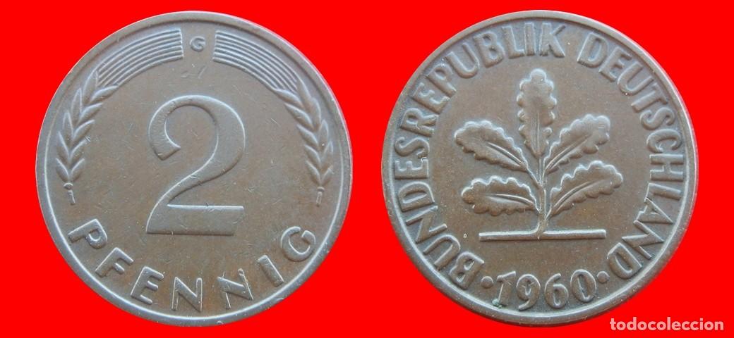 Monedas antiguas de Europa: 2 PFENNIG 1960G BRD ALEMANIA-150759