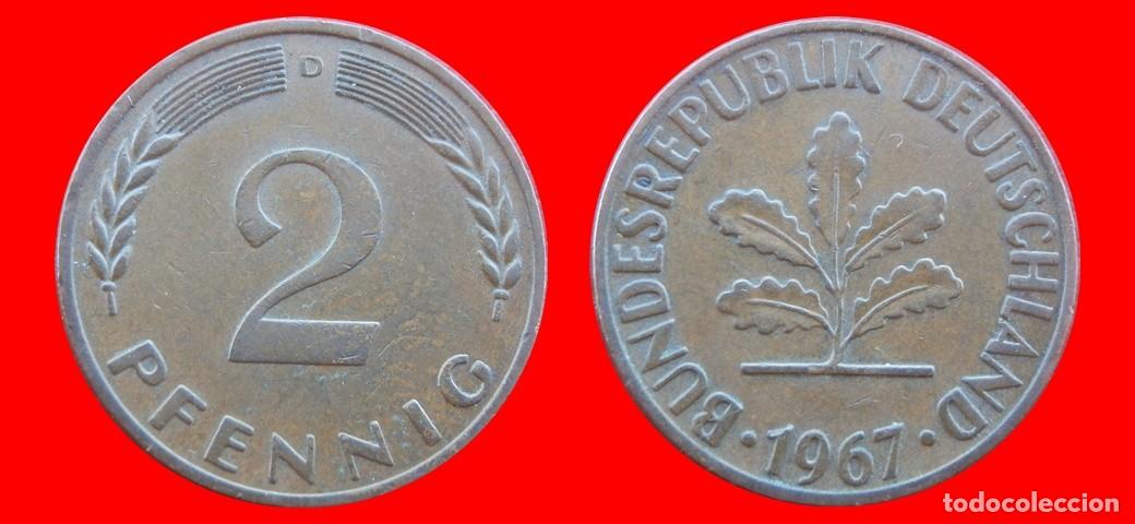 Monedas antiguas de Europa: 2 PFENNIG 1967D BRD ALEMANIA-150761