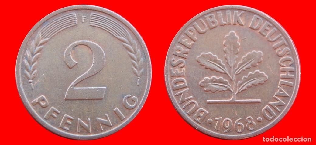 Monedas antiguas de Europa: 2 PFENNIG 1968F BRD ALEMANIA-150763