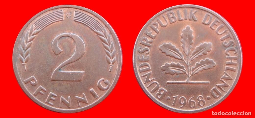 Monedas antiguas de Europa: 2 PFENNIG 1968G BRD ALEMANIA-150764