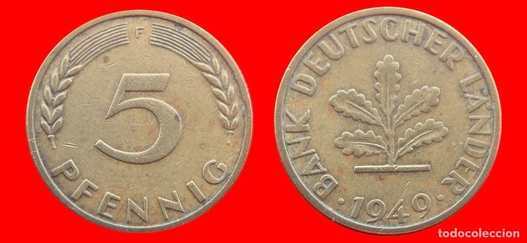 Monedas antiguas de Europa: 5 PFENNIG 1949F BRD ALEMANIA-150767