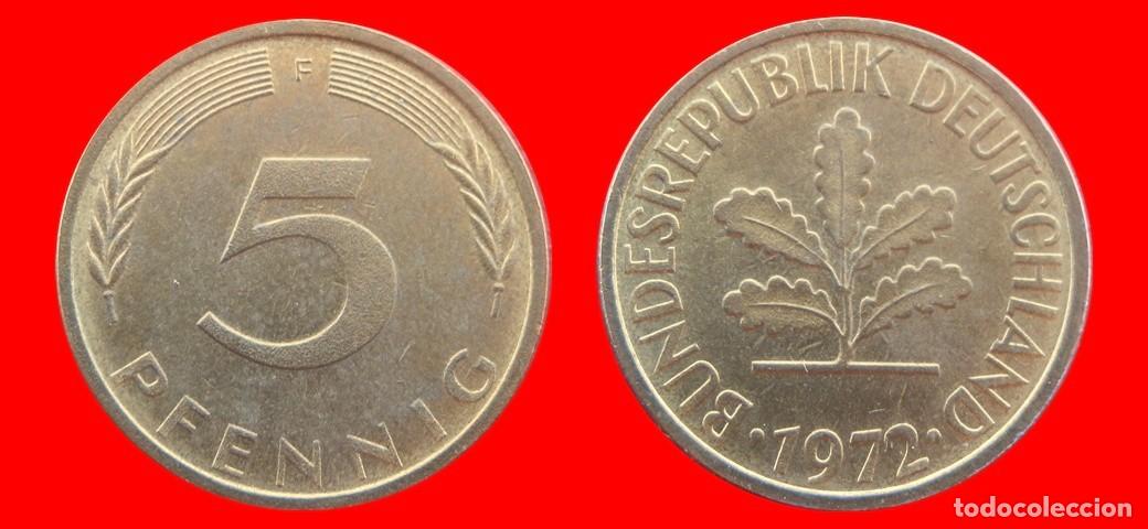 Monedas antiguas de Europa: 5 PFENNIG 1972F BRD ALEMANIA-150770