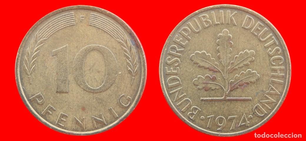 Monedas antiguas de Europa: 10 PFENNIG 1974F BRD ALEMANIA-150771