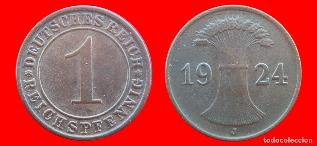 Monedas antiguas de Europa: 1 REICHSPFENNIG 1924J WEIMAR ALEMANIA-150773