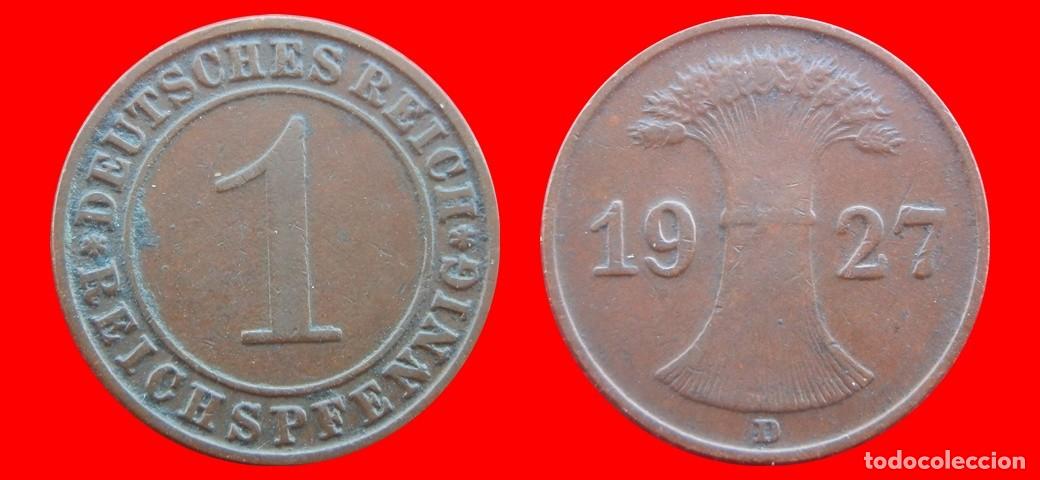 Monedas antiguas de Europa: 1 REICHSPFENNIG 1927D WEIMAR ALEMANIA-150776