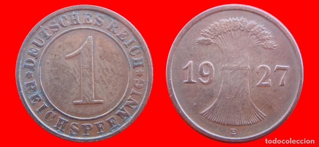 Monedas antiguas de Europa: 1 REICHSPFENNIG 1927E WEIMAR ALEMANIA-150777