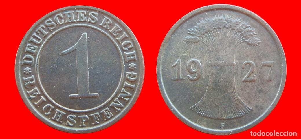 Monedas antiguas de Europa: 1 REICHSPFENNIG 1927F WEIMAR ALEMANIA-150778